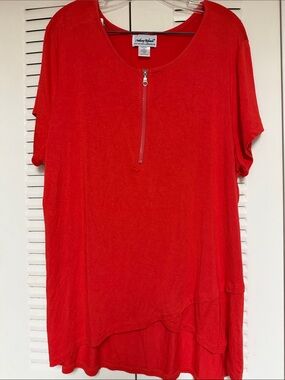 Anthony Richards Red Short-Sleeve Zip Front Tee
